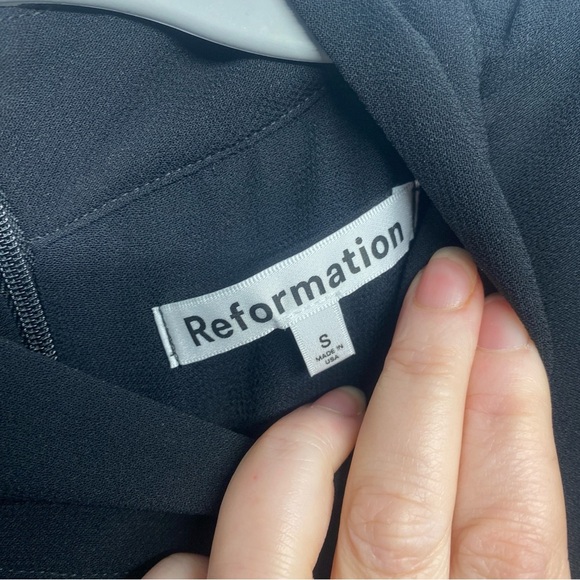 Reformation Ottessa Long-Sleeve Surplice Minidress Black Sz Small - Picture 12 of 16